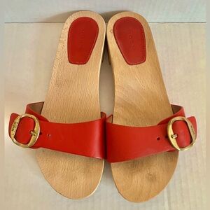 Doen Red Mercata Clog Sandals, Size 39 EUC